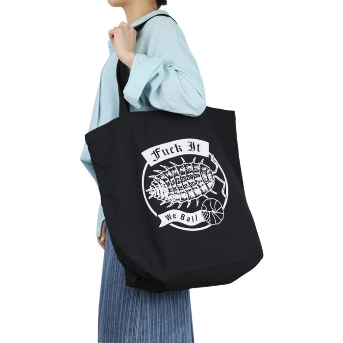 Retro Print Black Cotton Canvas Tote - 图片 1