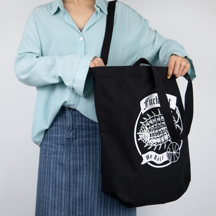 Retro Print Black Cotton Canvas Tote - 图片 2