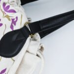 Floral Embroidered Cotton & PU Leather Tote Bag - 图片 2